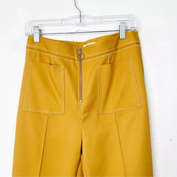 NWT C/MEO COLLECTIVE High Rise Cropped Flare Get Right Pants in Mustard Sz Large - Picture 5 of 8
